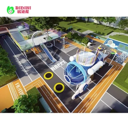 Large Customized Outdoor Adventure Park & Trampoline Park Children's Slide with Plastic Metal Construction 15-20 Capacity - Image 4