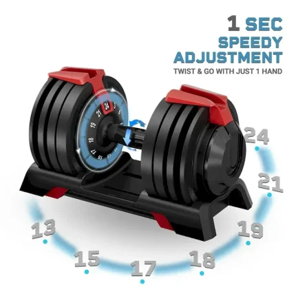 Adjustable Gym Dumbbell Set 24Kg Xdumbbell Model D7070 Unisex 12 Weight Increments Nylon+Steel 1 Year Warranty - Image 3