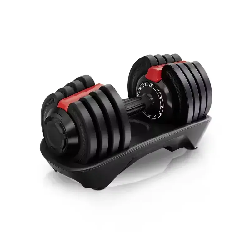 H5736d4f10593477f8148e1a9b629c3d2d.webp Non-Slip Hand Grip One Second Fast Adjust Handle 40 Lbs Automatic Adjustable Unisex Dumbbell Kit 18 Kg Black - Image 1