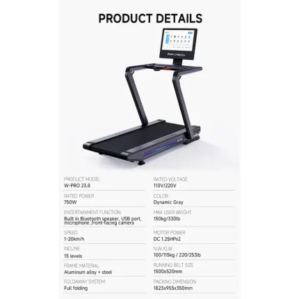 RH Sports Electric Treadmill Machine Motor Home Fitness Equipment with LCD Display Home Gym Foldable Run-Training Features - Image 3