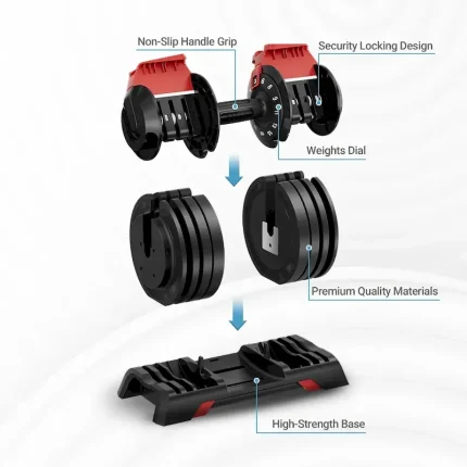 Adjustable Gym Dumbbell Set 24Kg Xdumbbell Model D7070 Unisex 12 Weight Increments Nylon+Steel 1 Year Warranty - Image 5