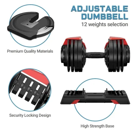 Adjustable Gym Dumbbell Set 24Kg Xdumbbell Model D7070 Unisex 12 Weight Increments Nylon+Steel 1 Year Warranty - Image 4